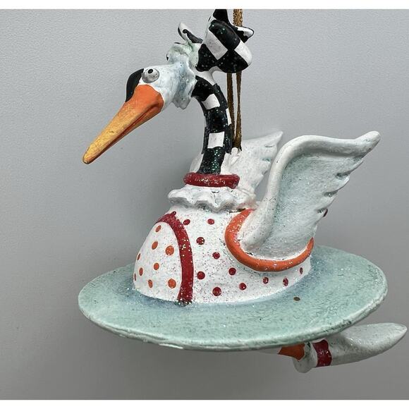 Mackenzie Childs Patience Brewster Mini Swans A Swimming 3.5” Ornament 08-30642 - Picture 1 of 6